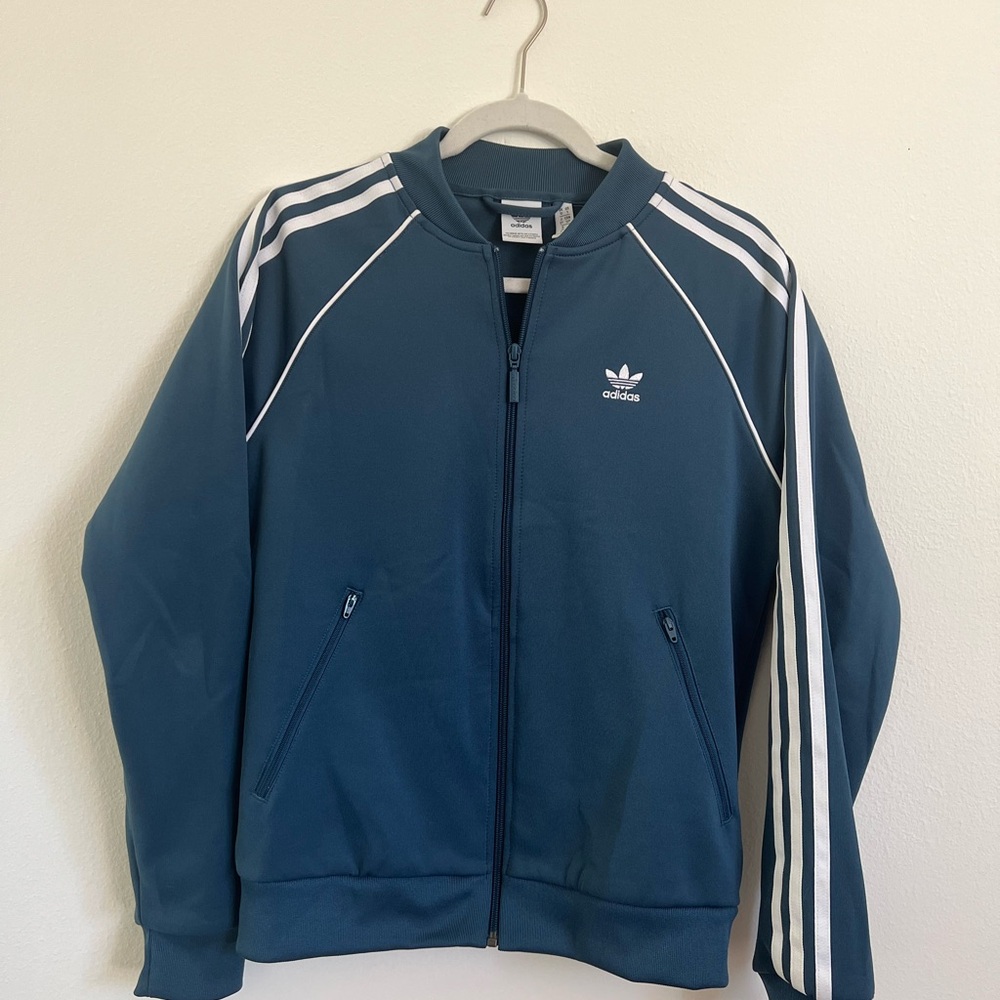 Adidas Blue Track Jacket with White Accents